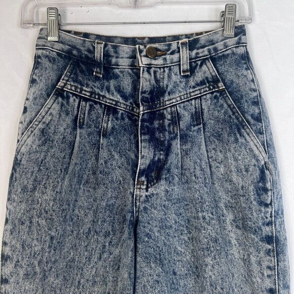 Chic VTG Y2K Acid Wash Pleated‎ Front Denim Jeans Size 8* (0-2 SMALL)* Retro 80s - Picture 10 of 11